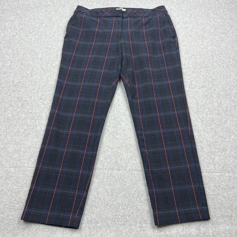 J Jill Premium Bi-Stretch Pants Women's 10 Onyx Plaid Taper Stretch Pull On Pant